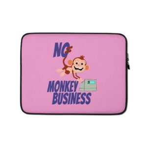 No Monkey Business Laptop Sleeve – Fun and Protective Neoprene Case with Faux Fur Lining