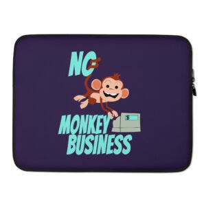 No Monkey Business Laptop Sleeve – Fun and Protective Neoprene Case with Faux Fur Lining