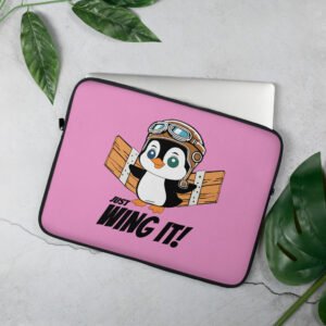 Just Wing It! Laptop Sleeve – Fun and Protective Neoprene Case with Faux Fur Lining