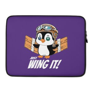 Just Wing It! Laptop Sleeve – Fun and Protective Neoprene Case with Faux Fur Lining