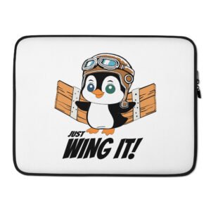 Just Wing It! Laptop Sleeve – Fun and Protective Neoprene Case with Faux Fur Lining