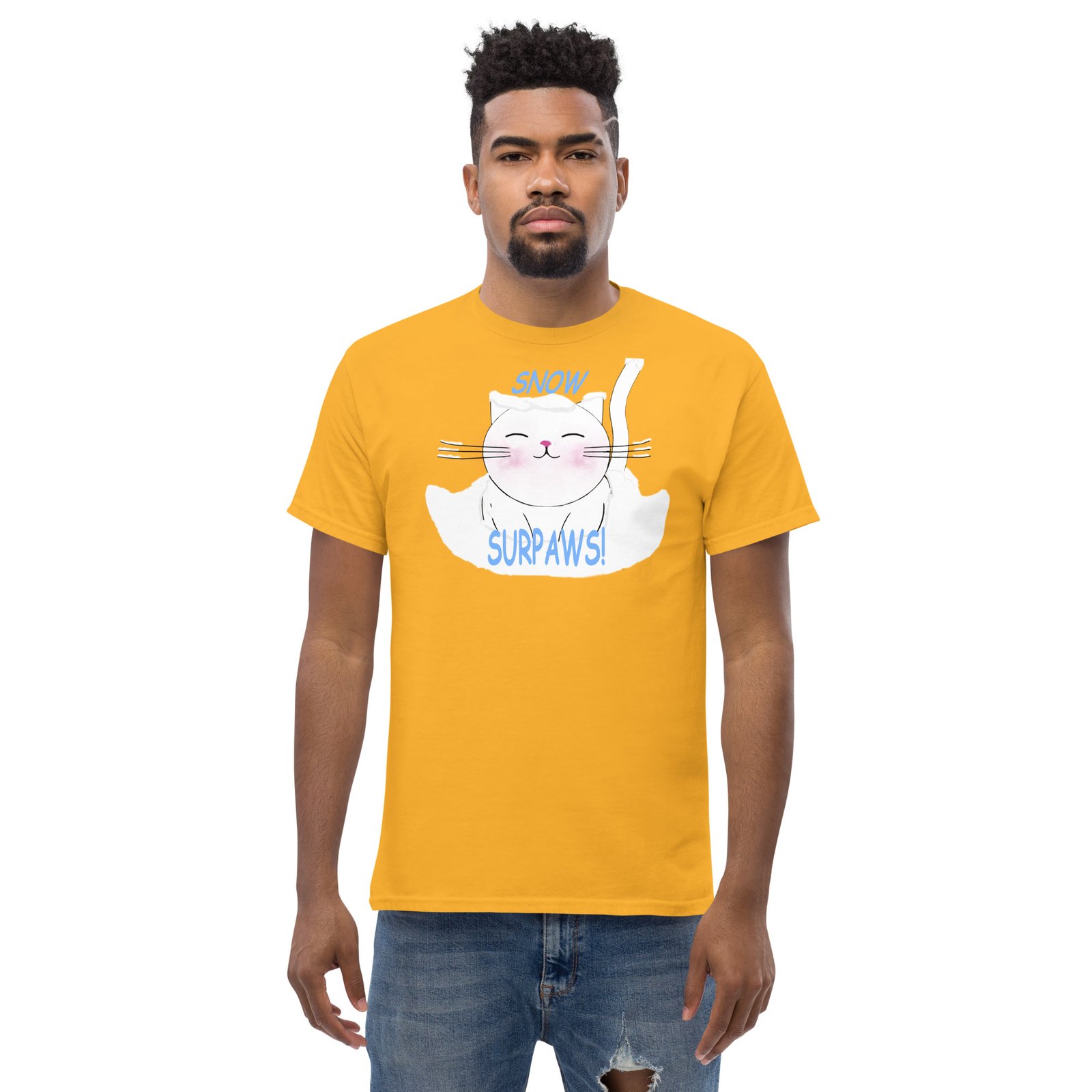Cute chubby cat in snow Tee - Image 8