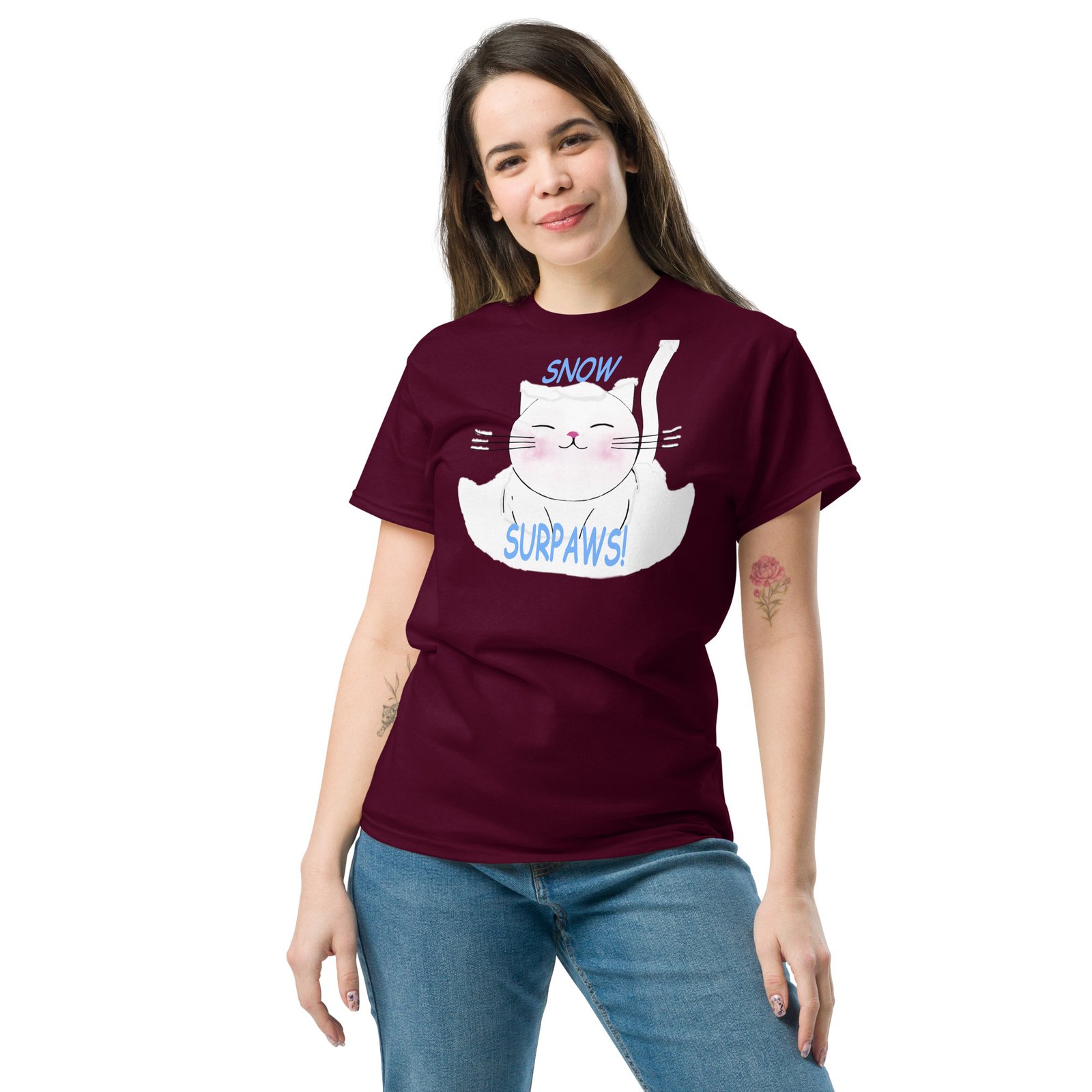 Cute chubby cat in snow Tee - Image 2
