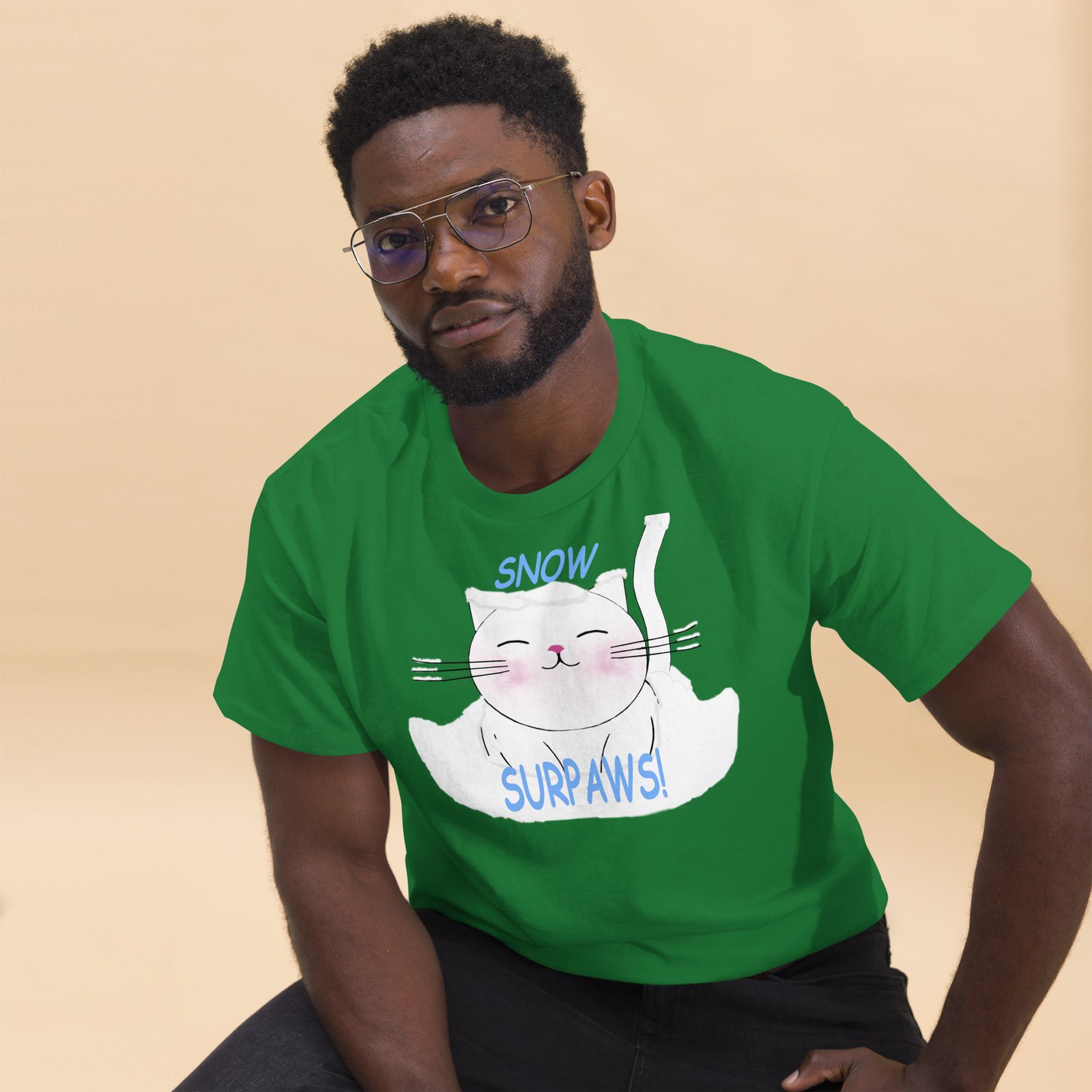 Cute chubby cat in snow Tee - Image 6